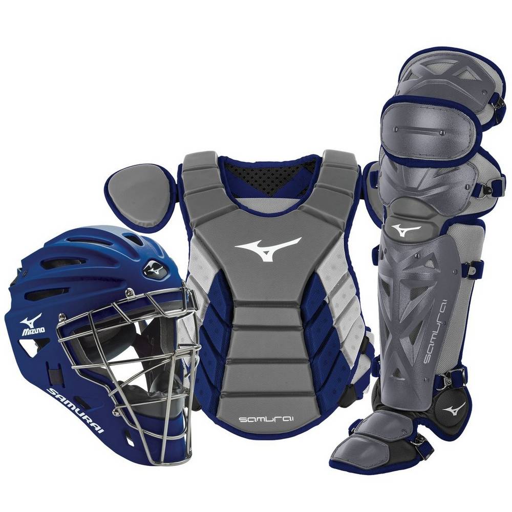 Mens Mizuno Samurai Adult 15" Boxed Baseball Catchers Gear Set Grey/Navy Philippines (ALKWNB098)